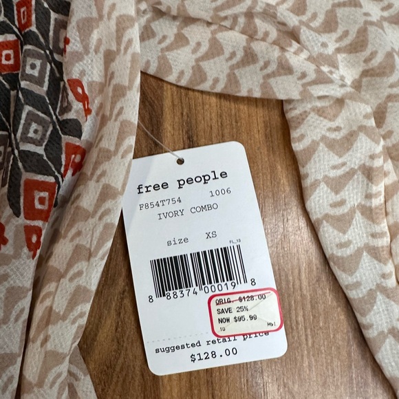 Free People Women’s Sheer Boho Print Mini Dress XS NWT $128 - Picture 3 of 9